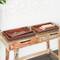 Brown & Black Wooden Nesting Tray with Metal Handles Set